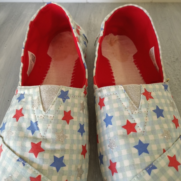 Toms White Blue Gingham Stars Glow In The Dark Alpargata Women's Size 11 - Picture 11 of 16